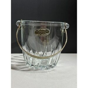 Arte Murano Bomboniera Italiana Crystal Ice Bucket Ribbed Glass Made in Italy
